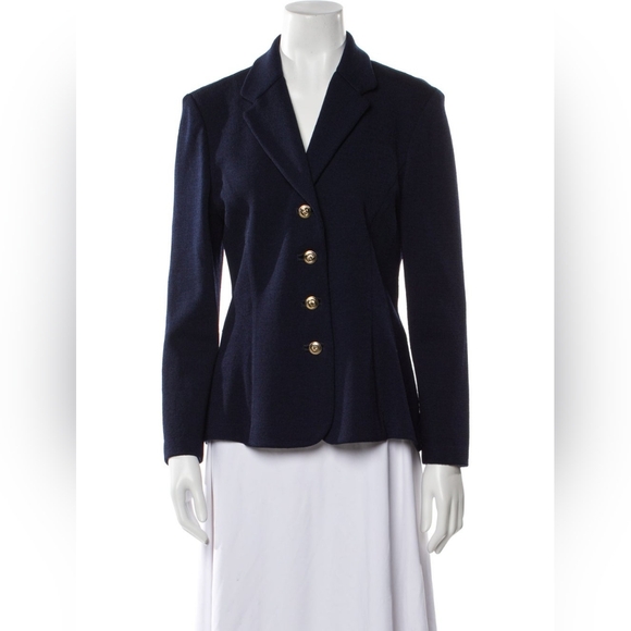 St. John Jackets & Blazers - Vintage St. John Santana Knit Blazer Navy Blue Sz 4